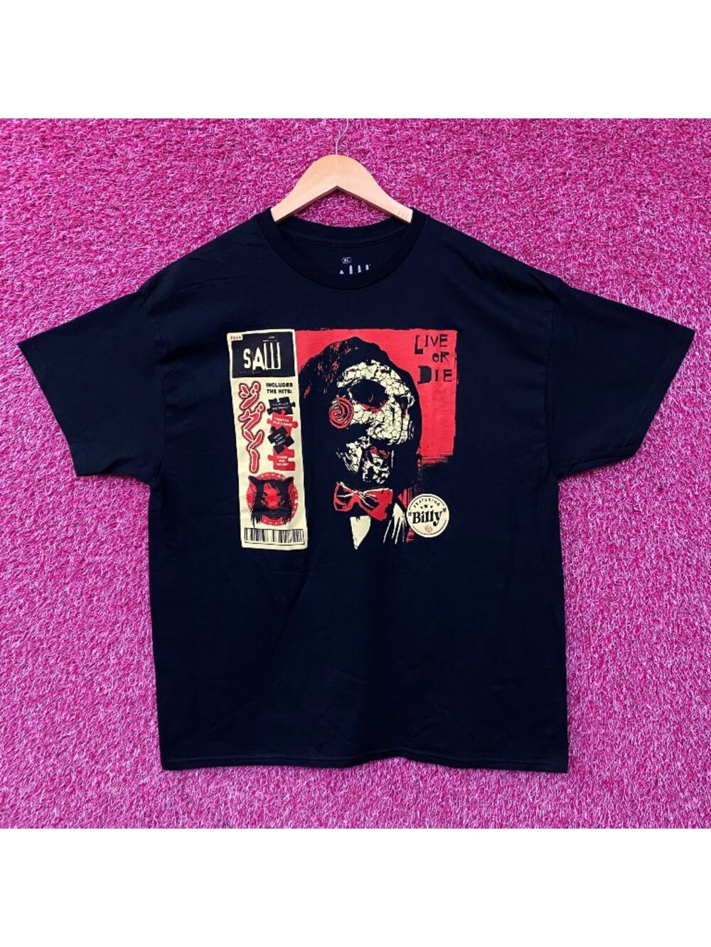 Saw Billy the Puppet Live Or Die Horror Movie T-Shirt XL